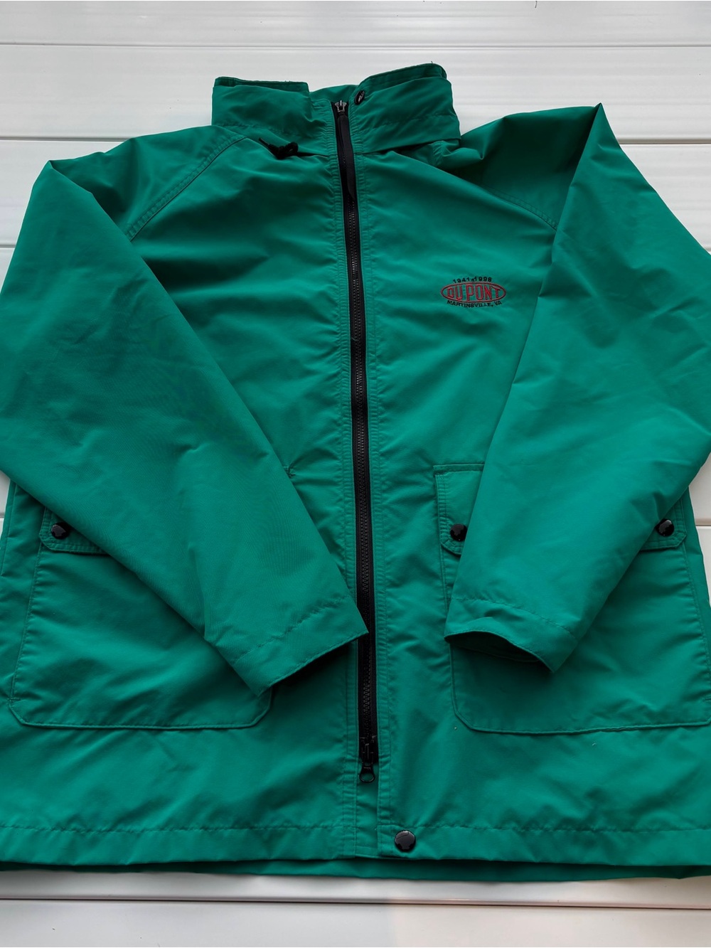 Vintage 1998 DuPont Martinsville VA Teal Green Windbreaker Jacket 90s Logo Coat